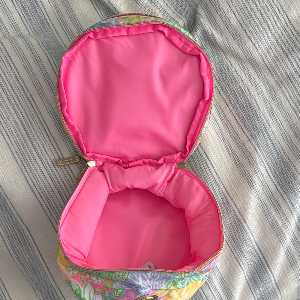 Lilly Pulitzer Bright Floral Double-Zip Cosmetic Case with Gold Emblem - Picture 5 of 5